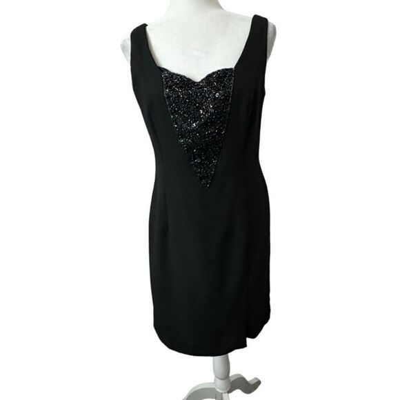 Nah Nah Vintage Little Black Dress Beaded SZ 8 - Picture 1 of 14
